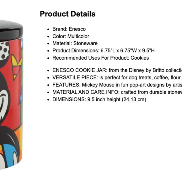 Disney Enesco Mickey Mouse Cookie Jar Canister by Romero Britto - Picture 2 of 15